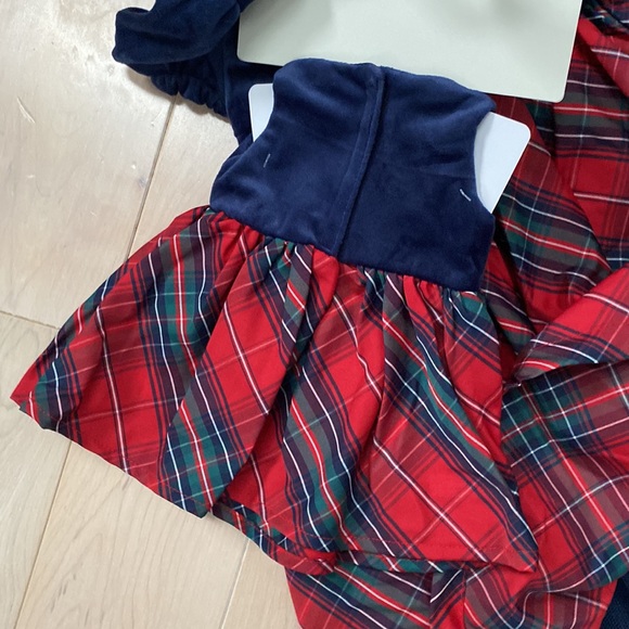 Max Studio girls navy plaid dress with a doll dress - Picture 5 of 10